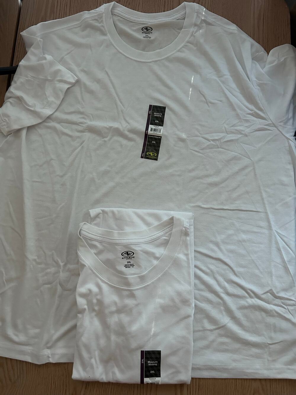 New Mens Bundle of 2 Athletic Works T-shirts Moisture Wicking White 2XL